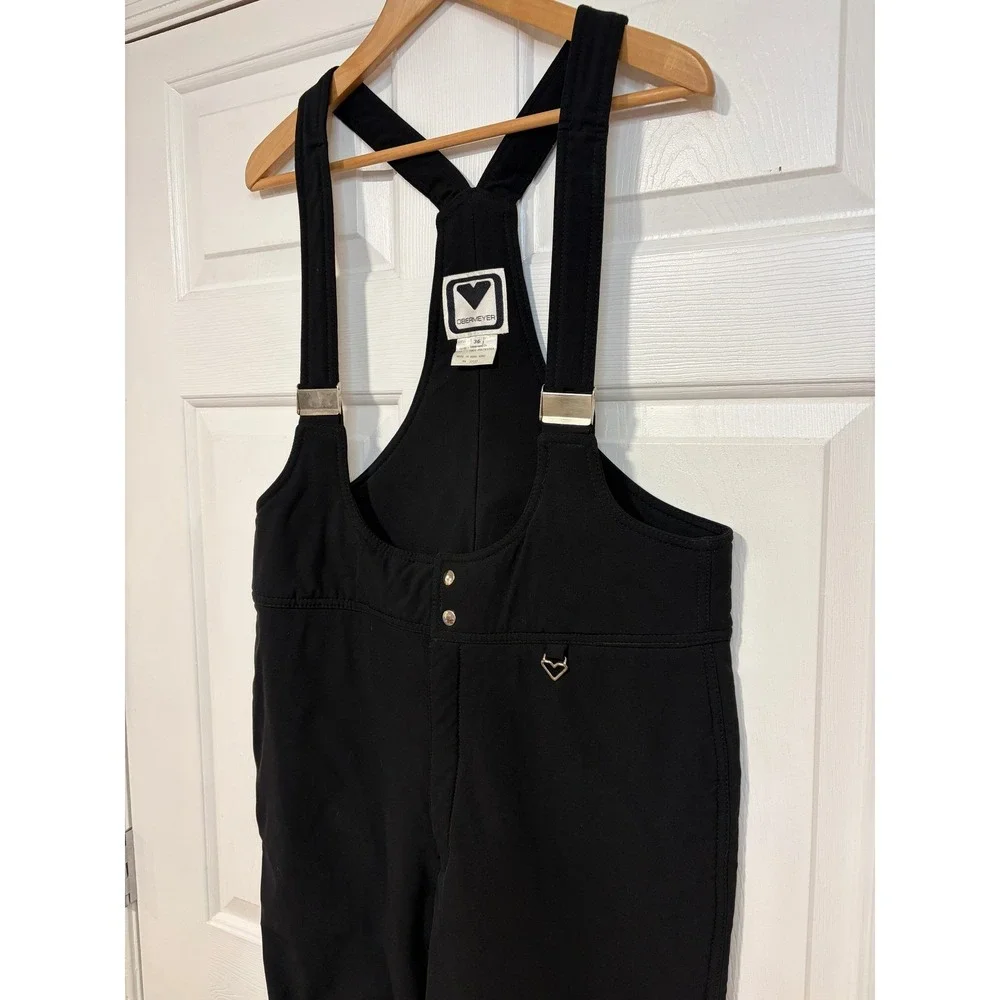 Mens 36 Soft Shell VTG Obermeyer Ober-Bib Black Overalls Snow Ski Snowboard S‎